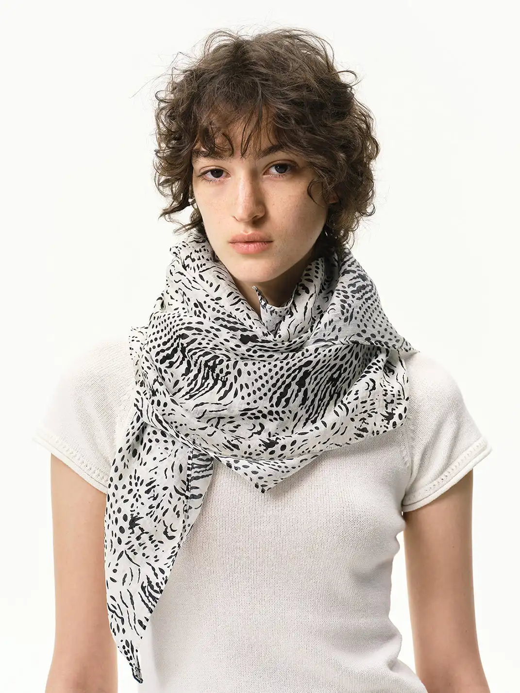 ChuTao | Textured Zebra & Leopard Print Sheer Scarf