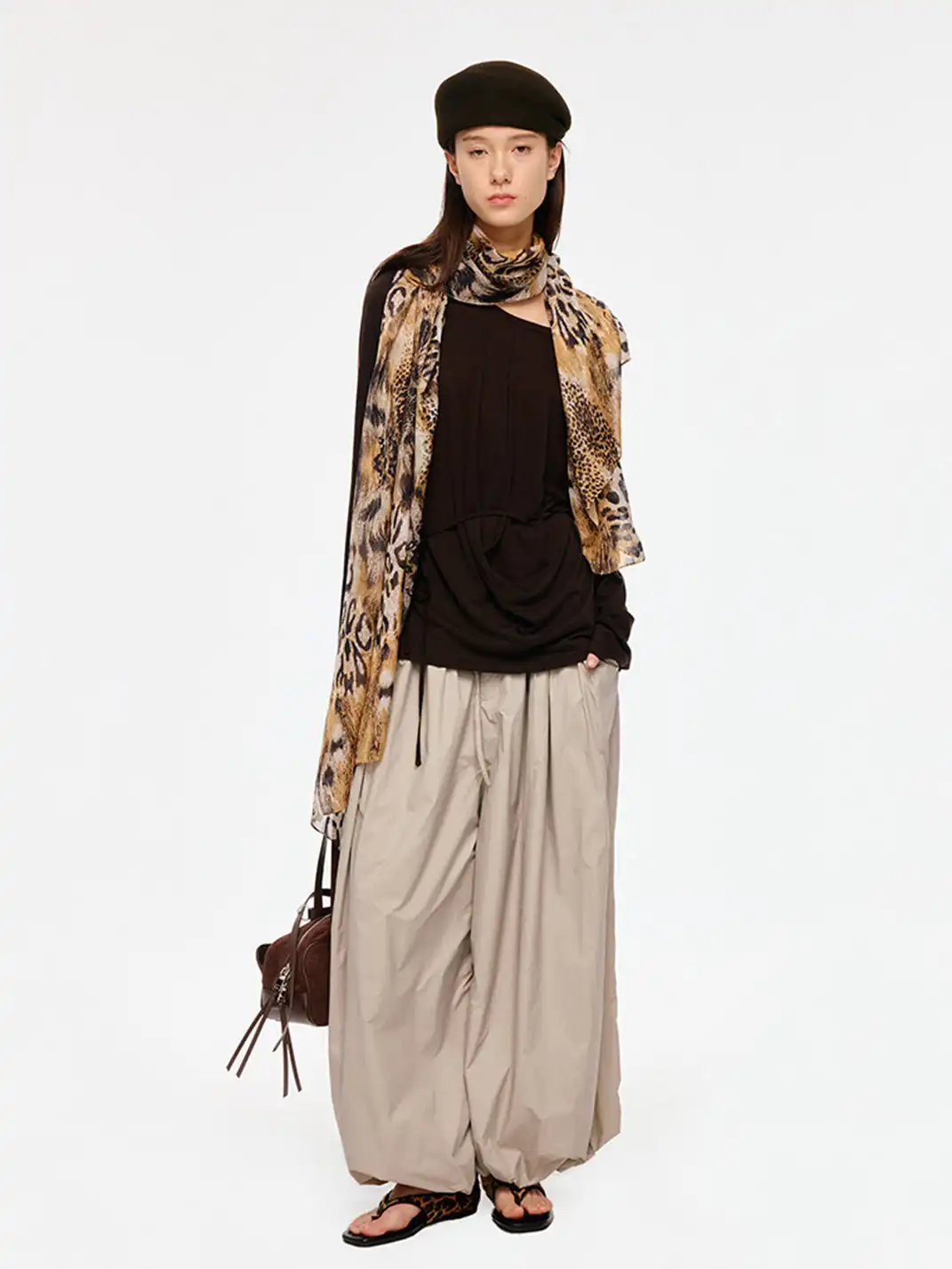 Fn Clean Explain | Vintage Leopard Print Mulberry Silk Scarf