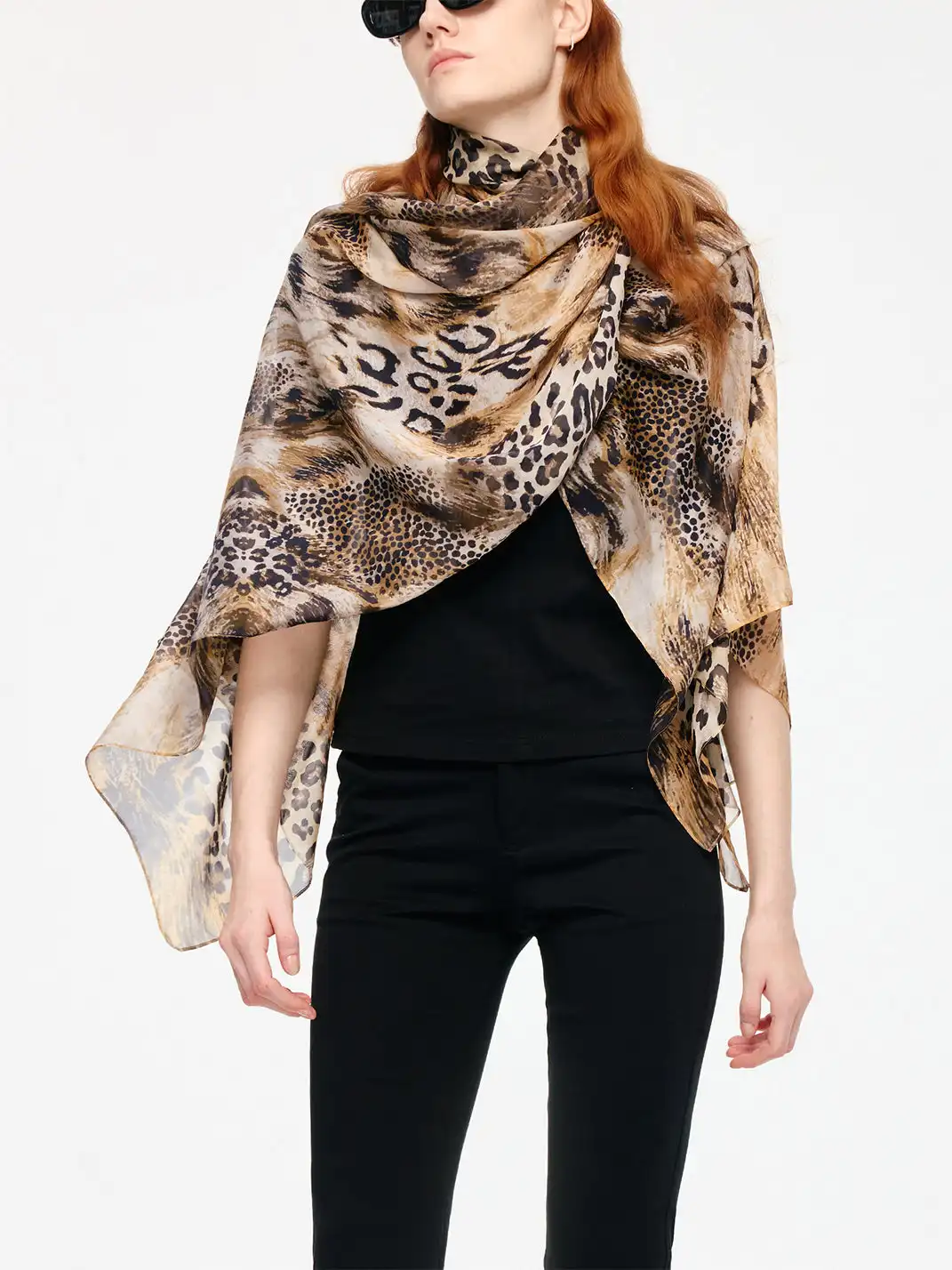 Fn Clean Explain | Vintage Leopard Print Mulberry Silk Scarf
