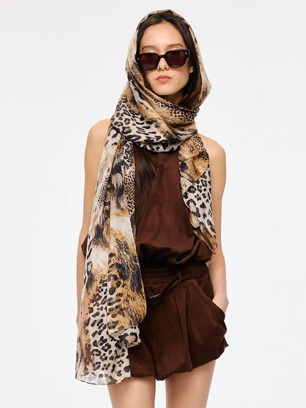 Fn Clean Explain | Vintage Leopard Print Mulberry Silk Scarf