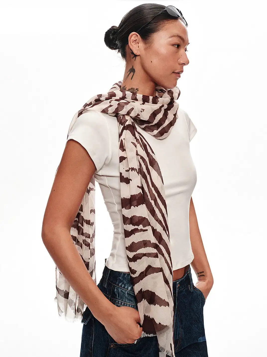 Right Above | Modal Printed Long Silk Scarf