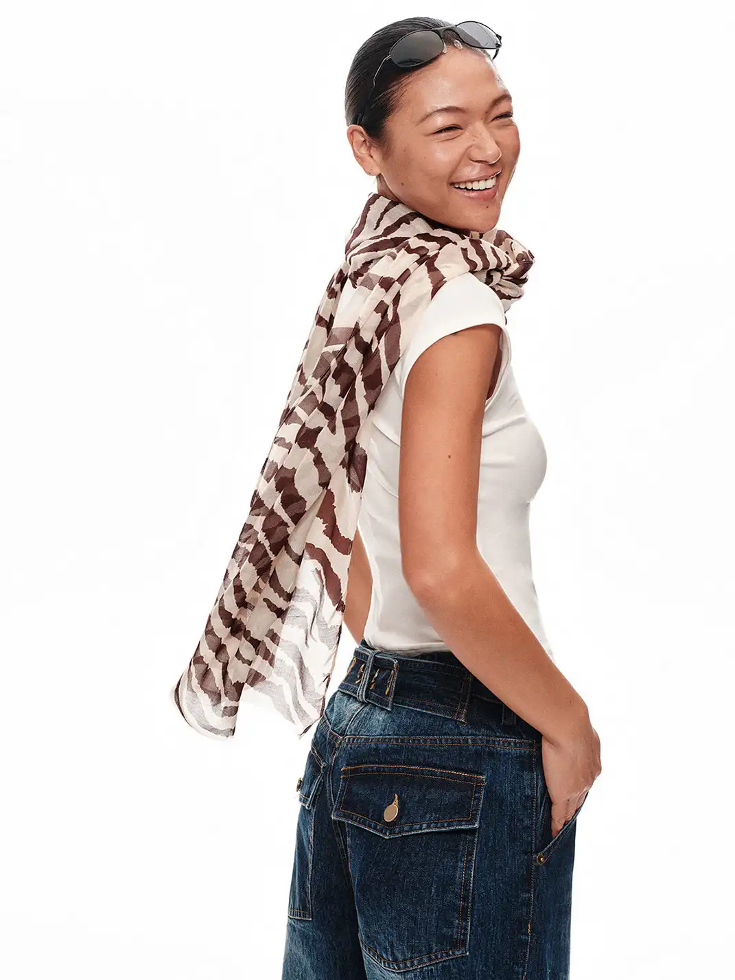 Right Above | Modal Printed Long Silk Scarf