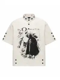 PAIKI | Castle Print Rivet Stand Collar T-Shirt