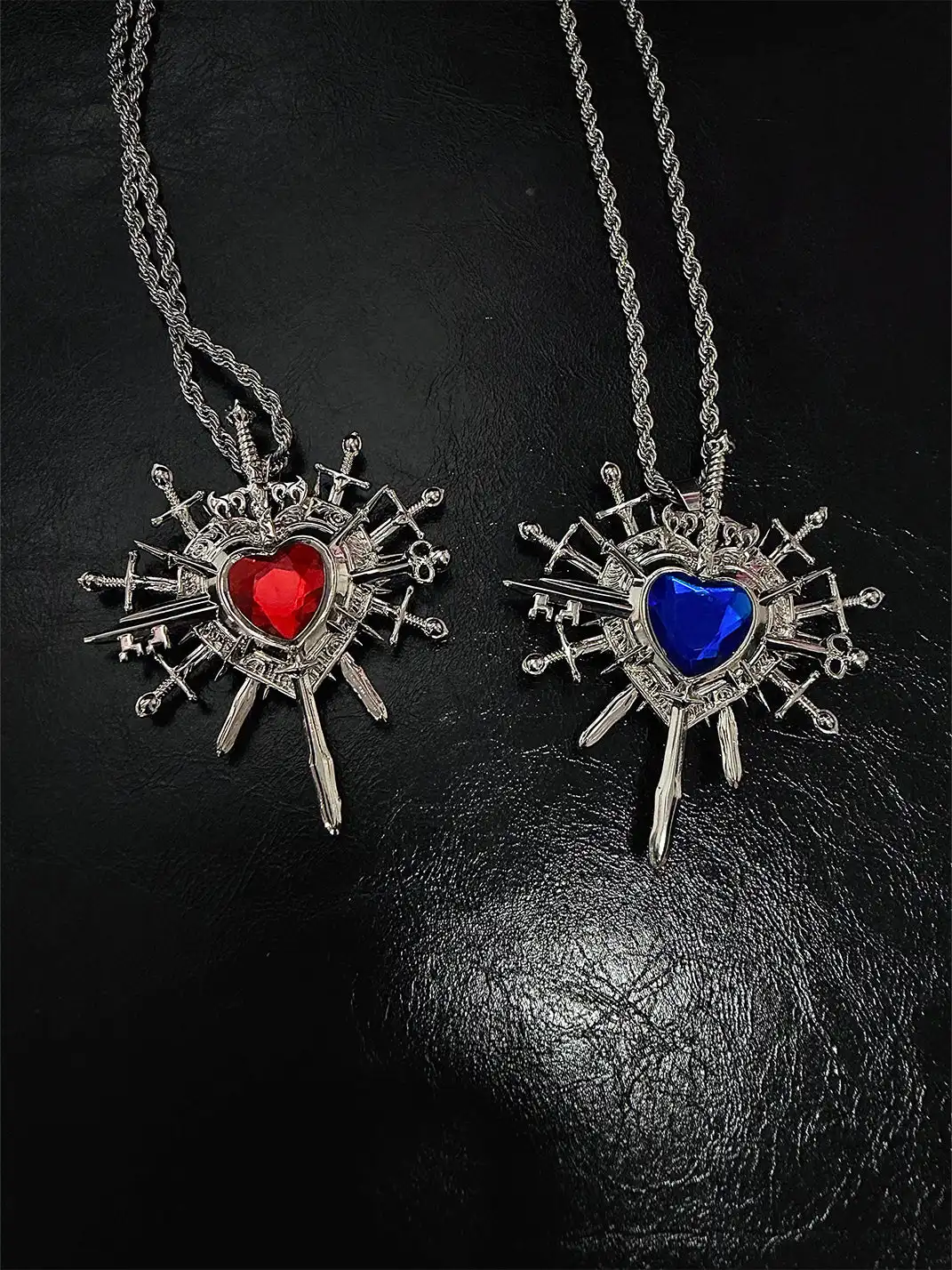 PAIKI | Heart Pink And Blue Double Sided Necklace