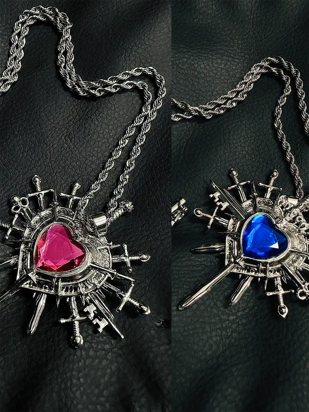 PAIKI | Heart Pink And Blue Double Sided Necklace