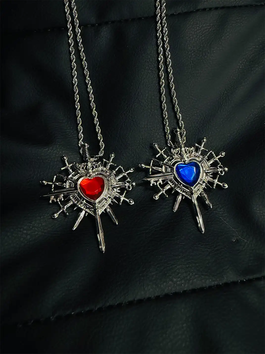 PAIKI | Heart Pink And Blue Double Sided Necklace