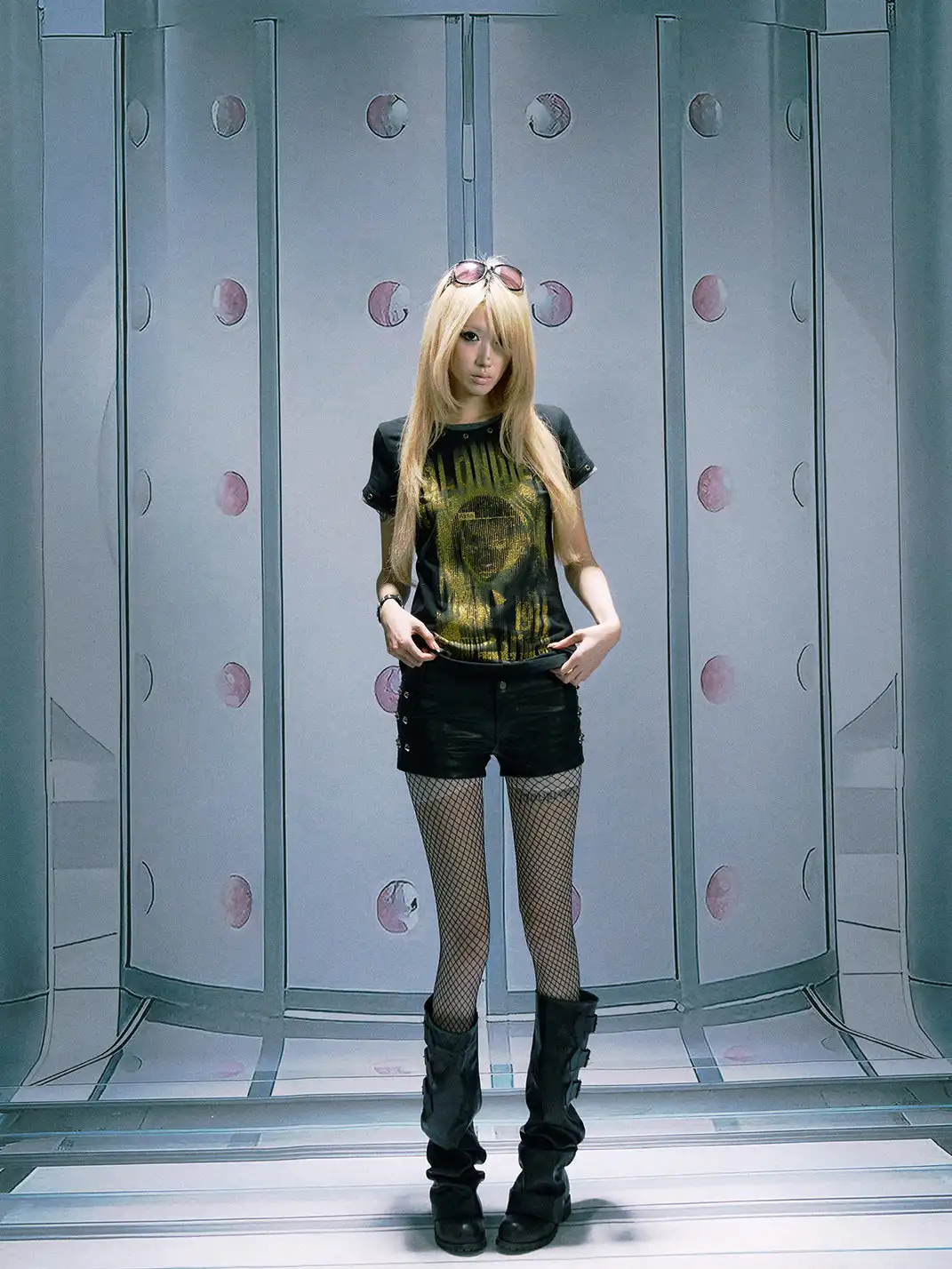 PAIKI | Portrait Gold Hot Stamping Fake Two-Piece T-Shirt