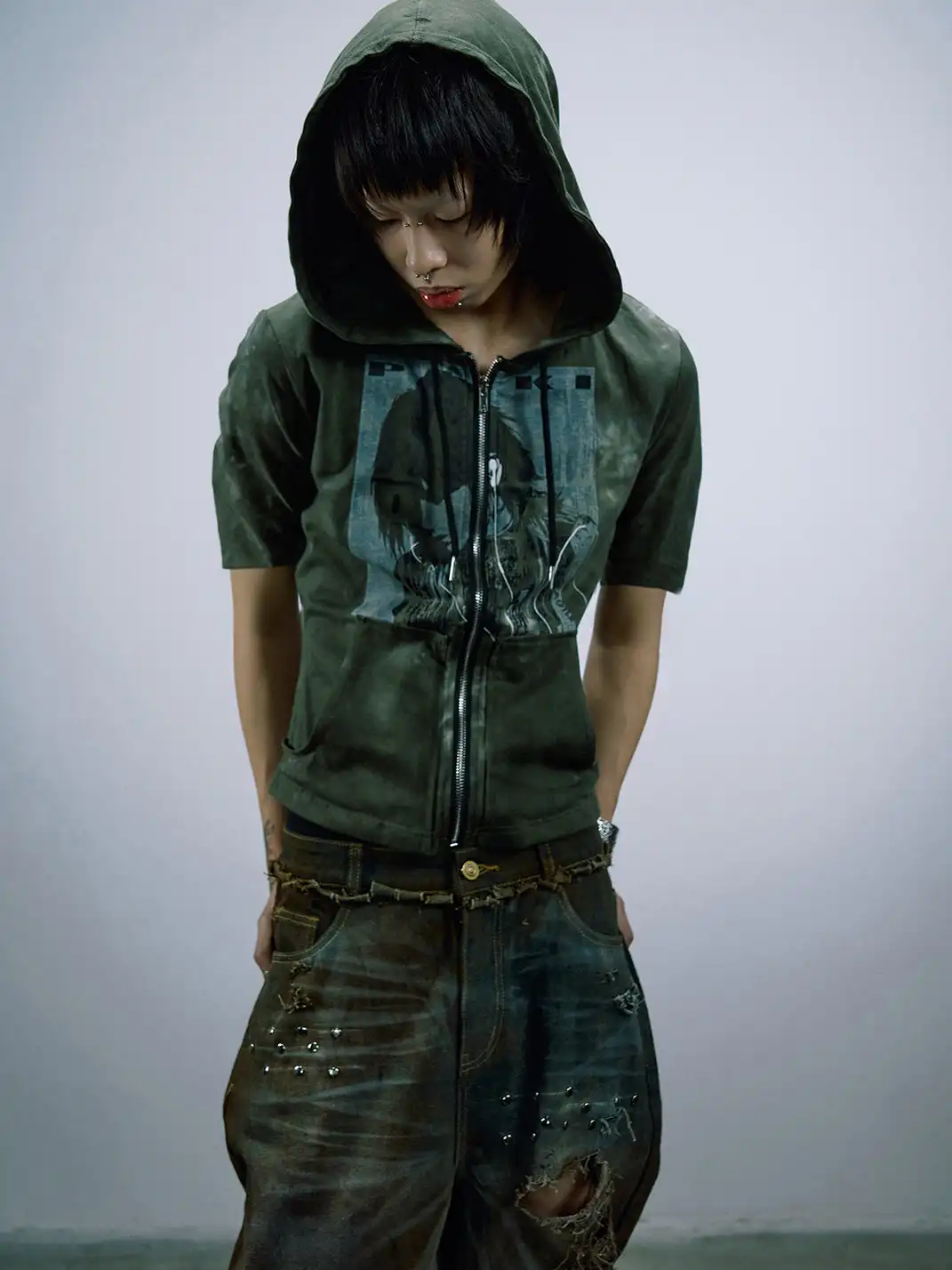 PAIKI | Portrait Hand Tie-Dye Hooded T-Shirt