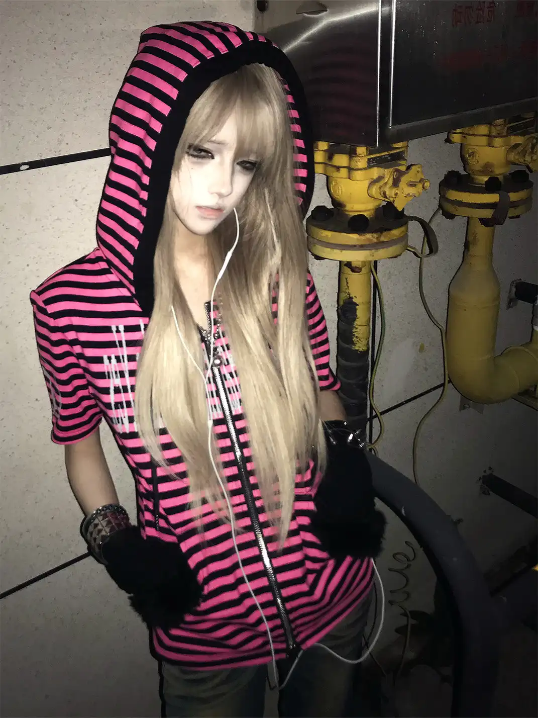 PAIKI | Regular Shoulder Striped Hooded T-Shirt