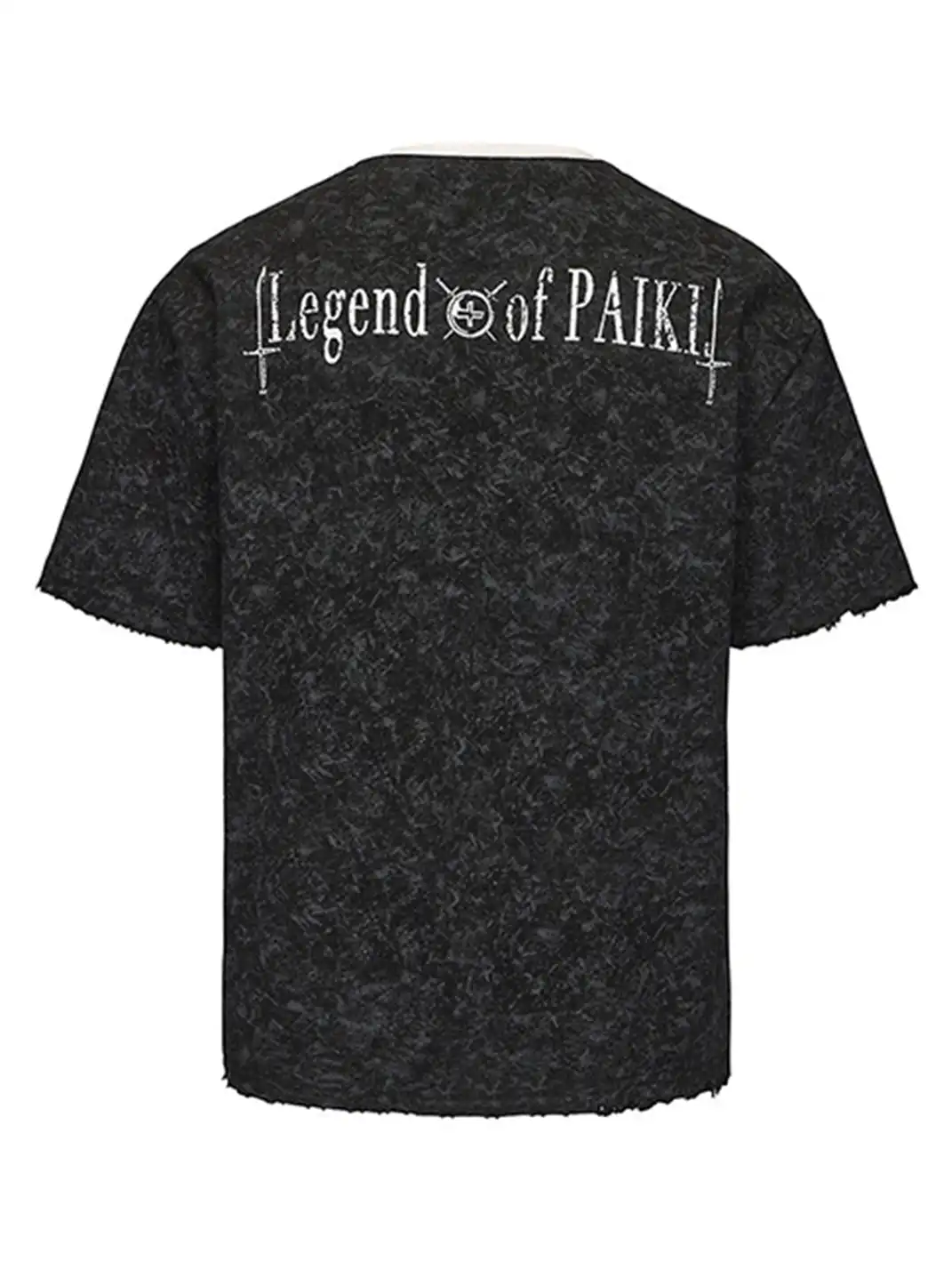PAIKI | Henry Collar Pearl Button Fake Two-Piece T-Shirt