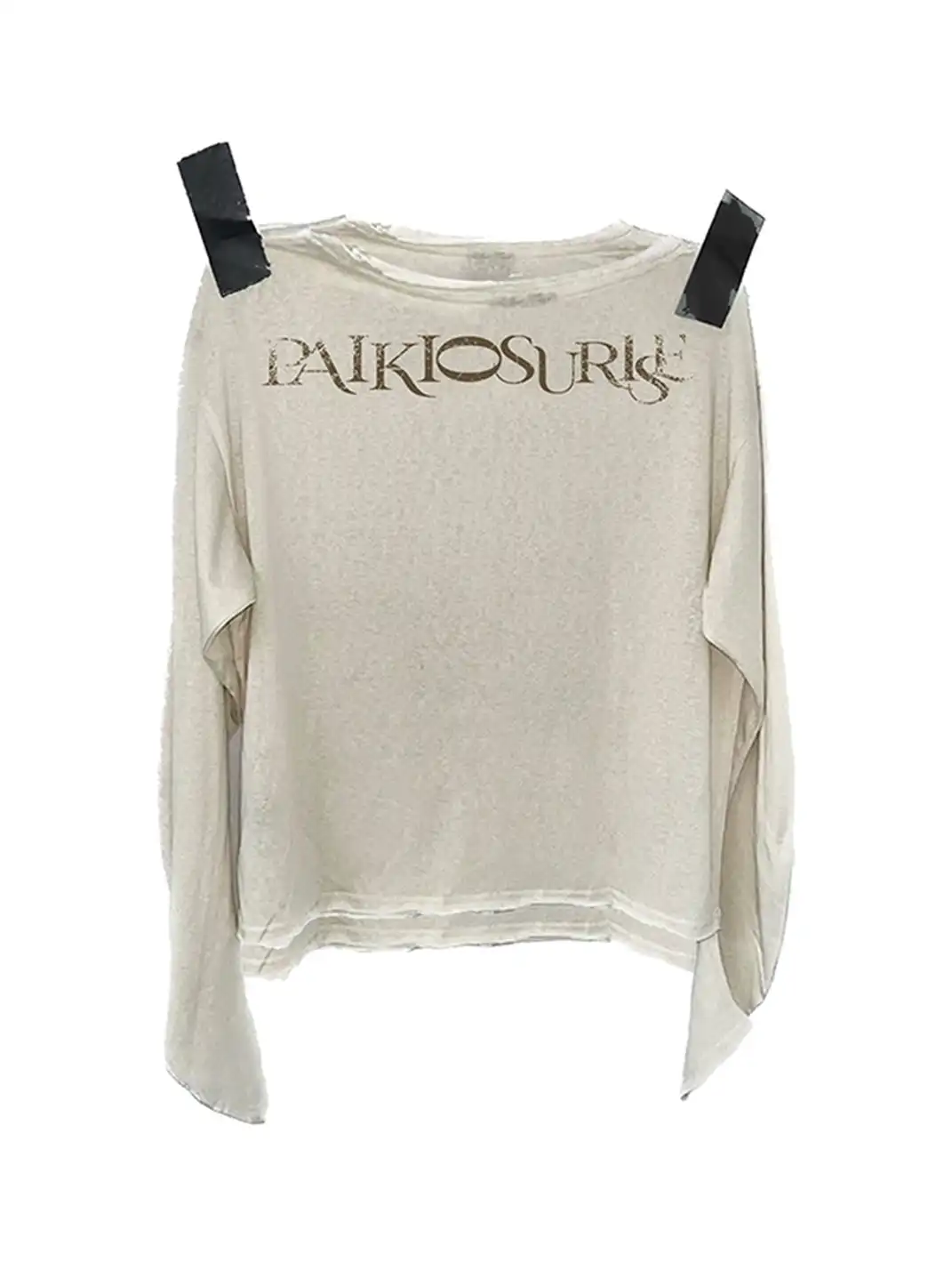 PAIKI | Sheer Fake Two-Piece Curved Hem Long Sleeve Top