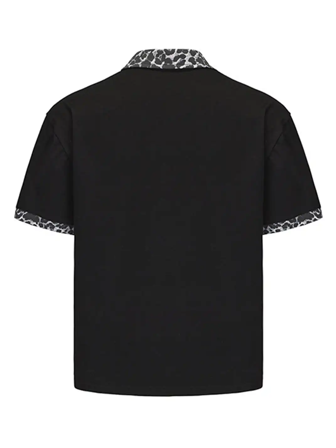 PAIKI | Leopard Print Spliced Lapel Polo T-Shirt