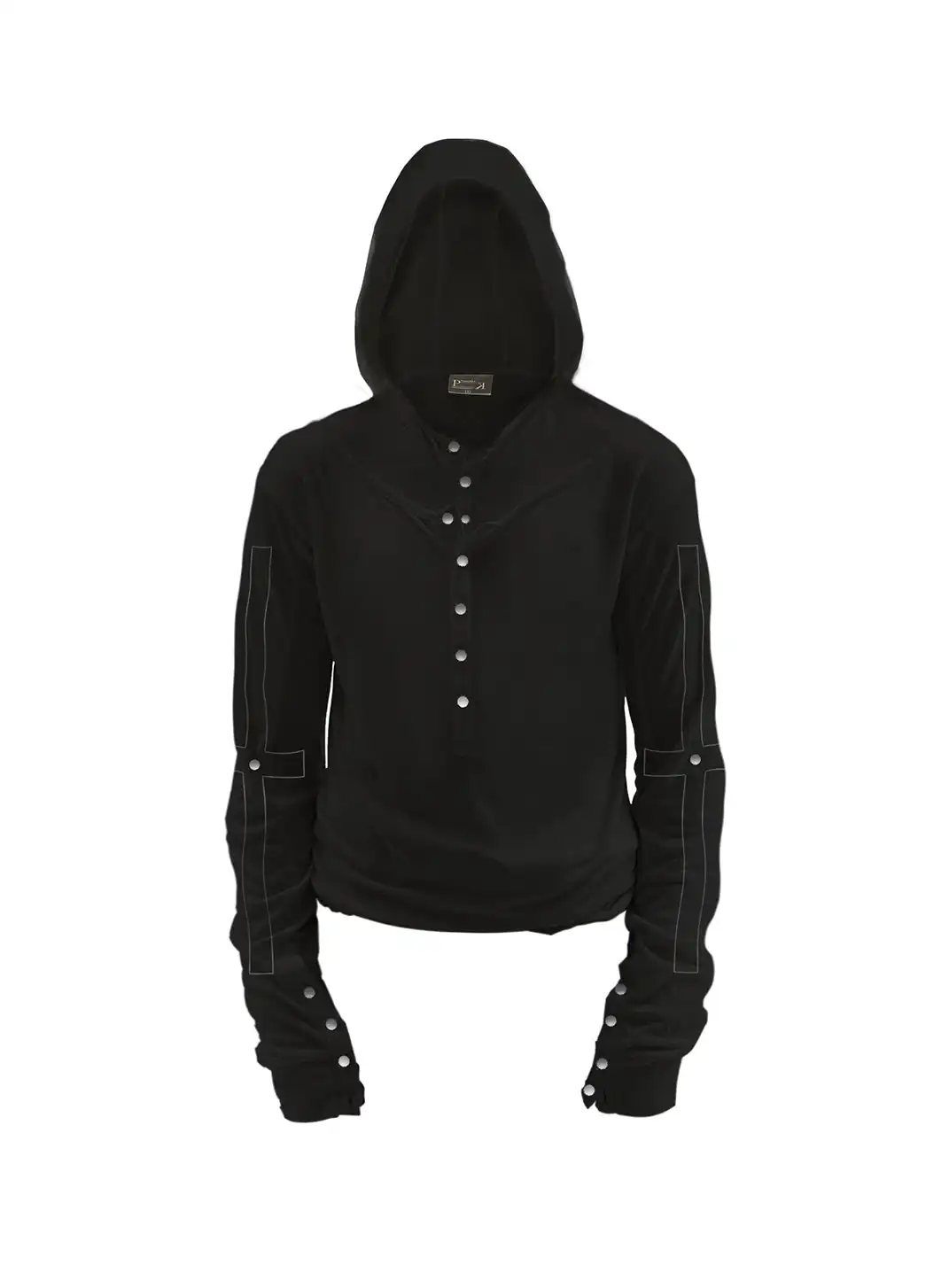PAIKI | Cross Assassin Fake Two-Piece Long Sleeve Hooded T-Shirt