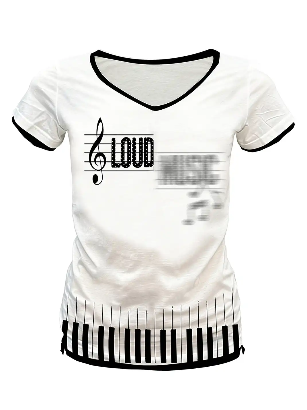 PAIKI | Musical Keyboard V-Neck T-Shirt