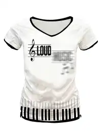PAIKI | Musical Keyboard V-Neck T-Shirt