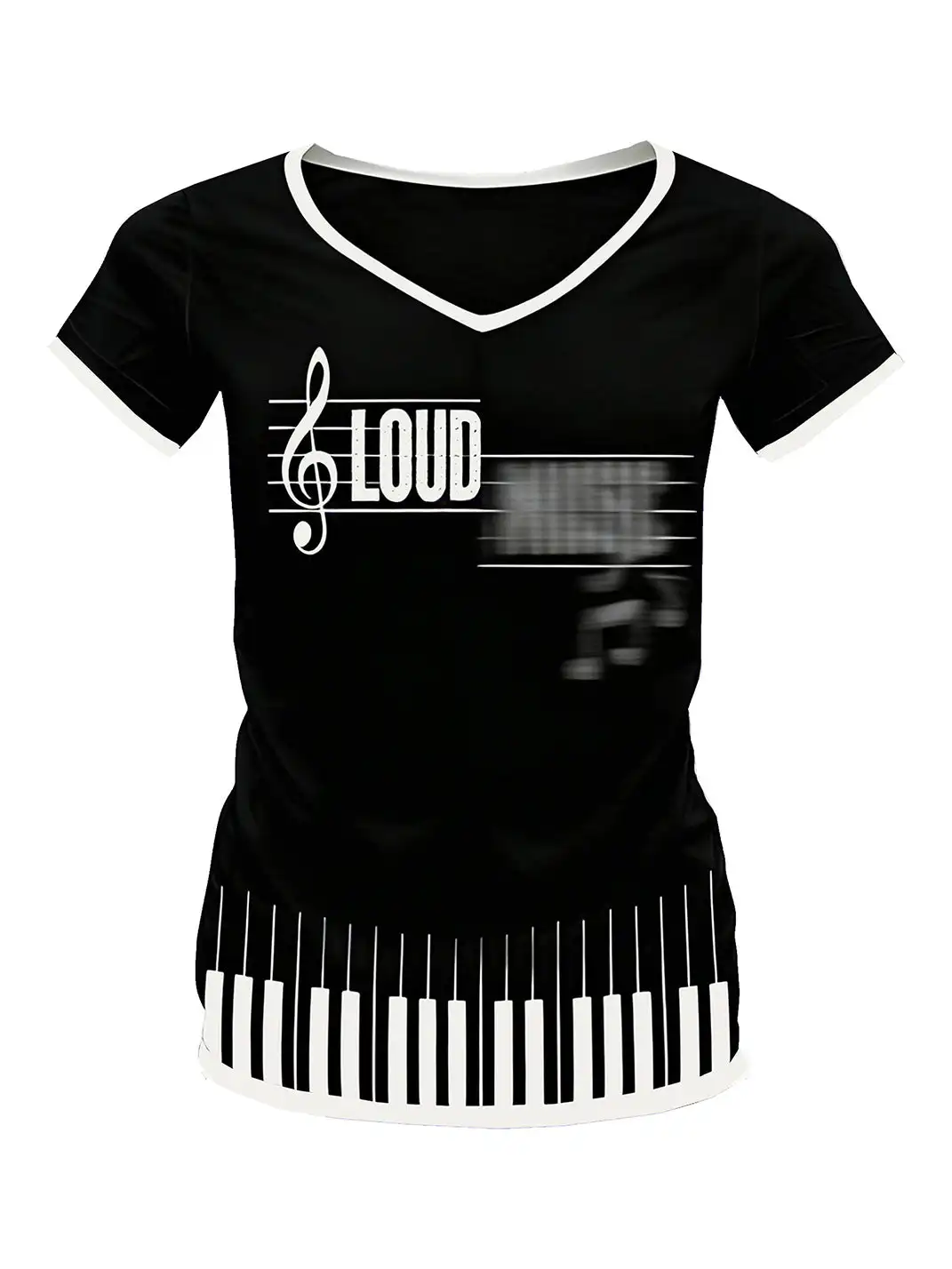 PAIKI | Musical Keyboard V-Neck T-Shirt
