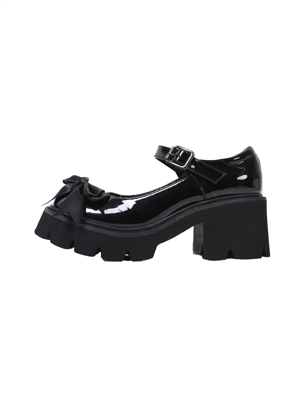 PINJIAHUI | Glossy Bow Mary Jane Platform Shoes