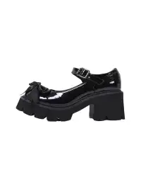 PINJIAHUI | Glossy Bow Mary Jane Platform Shoes