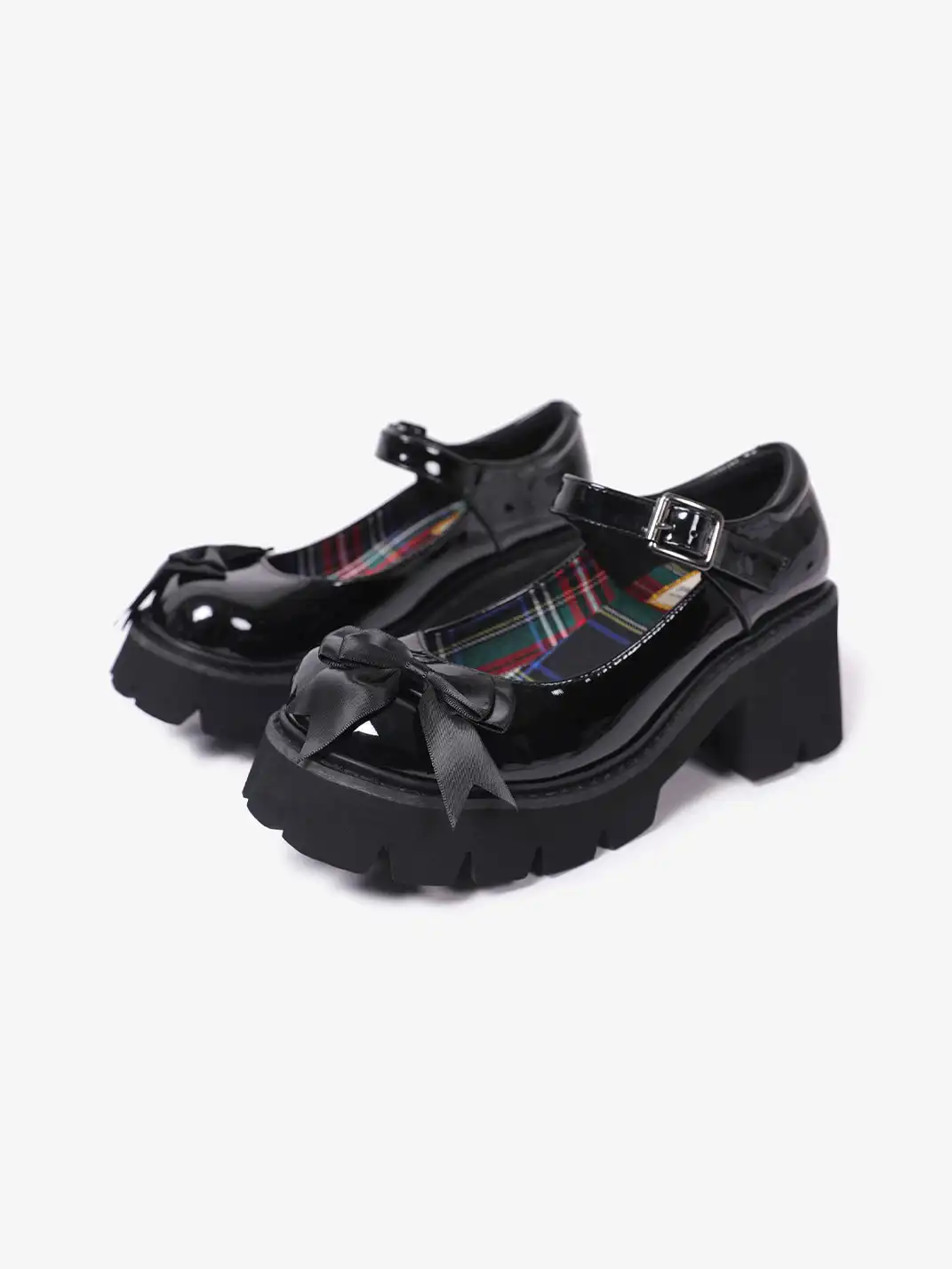 PINJIAHUI | Glossy Bow Mary Jane Platform Shoes