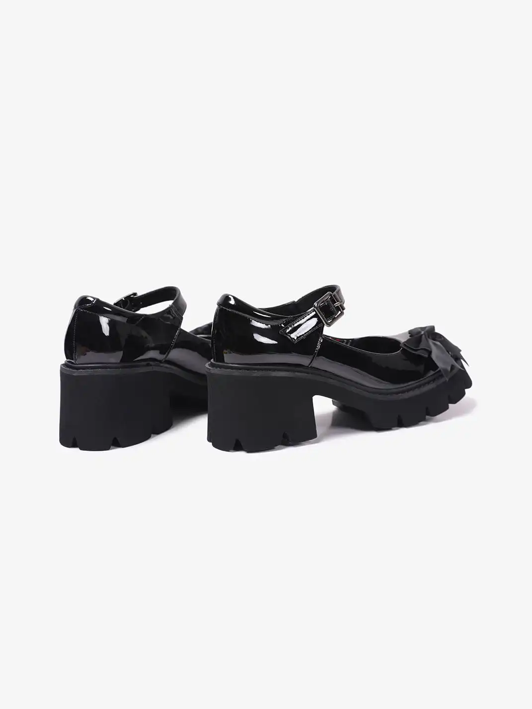 PINJIAHUI | Glossy Bow Mary Jane Platform Shoes