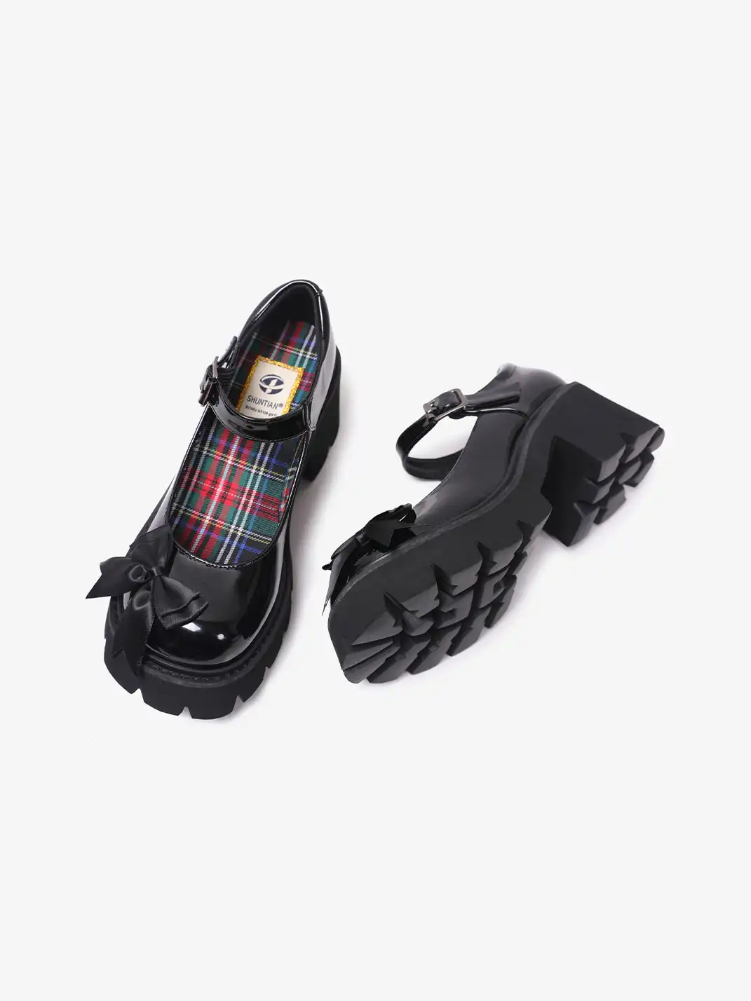 PINJIAHUI | Glossy Bow Mary Jane Platform Shoes