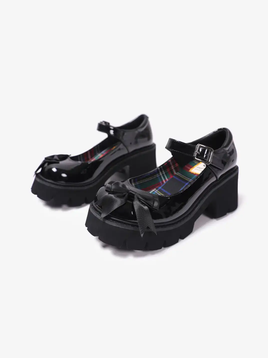 PINJIAHUI | Glossy Bow Mary Jane Platform Shoes
