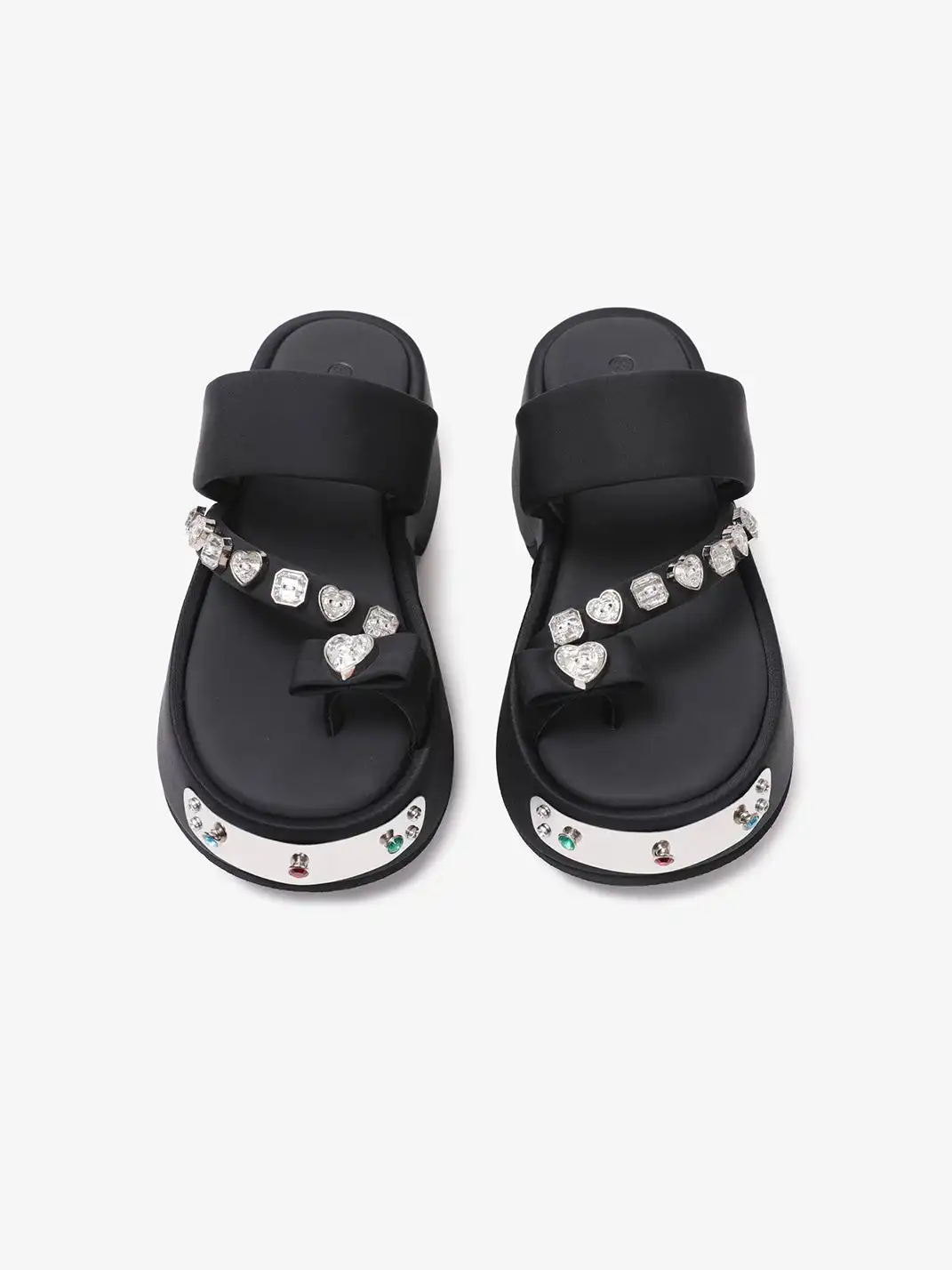 PINJIAHUI | Gem-Embellished Platform Flip-Flop Sandals