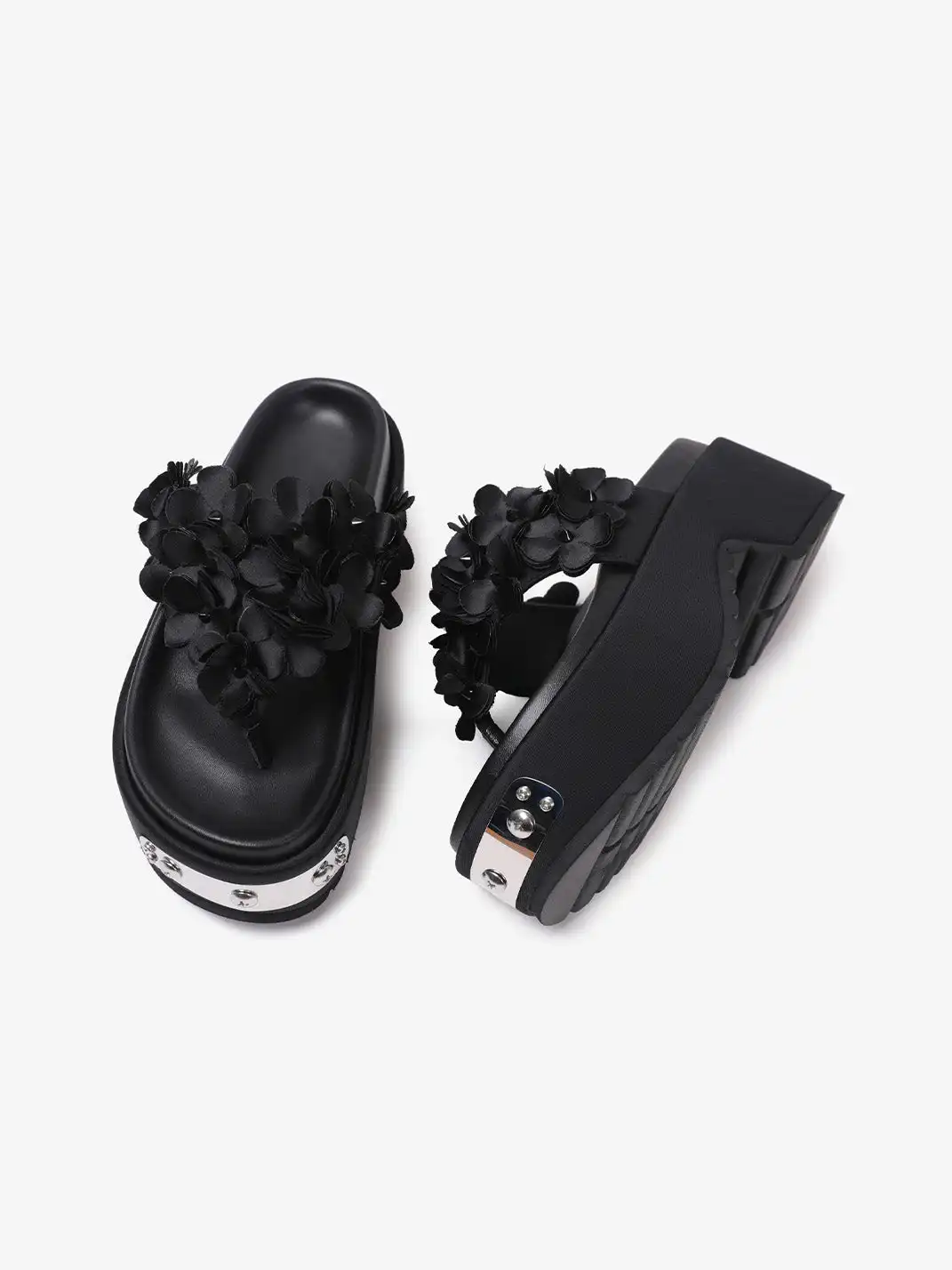 PINJIAHUI | 3D Floral Platform Flip-Flop Sandals