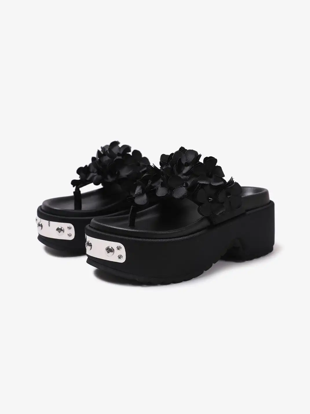 PINJIAHUI | 3D Floral Platform Flip-Flop Sandals