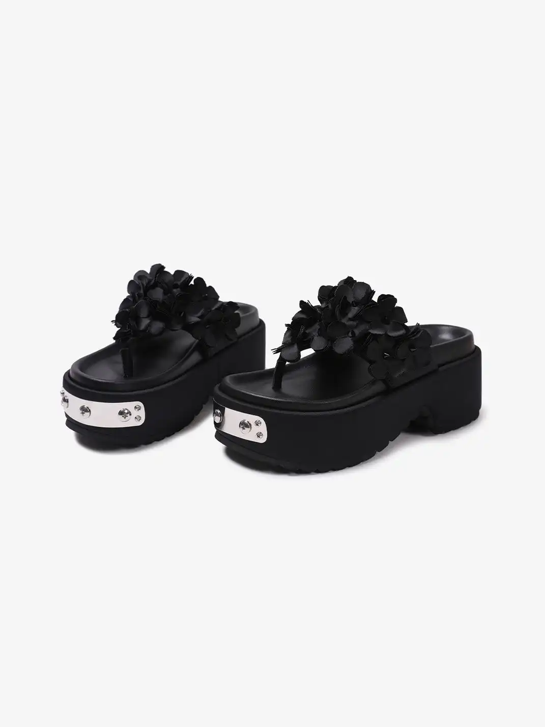 PINJIAHUI | 3D Floral Platform Flip-Flop Sandals
