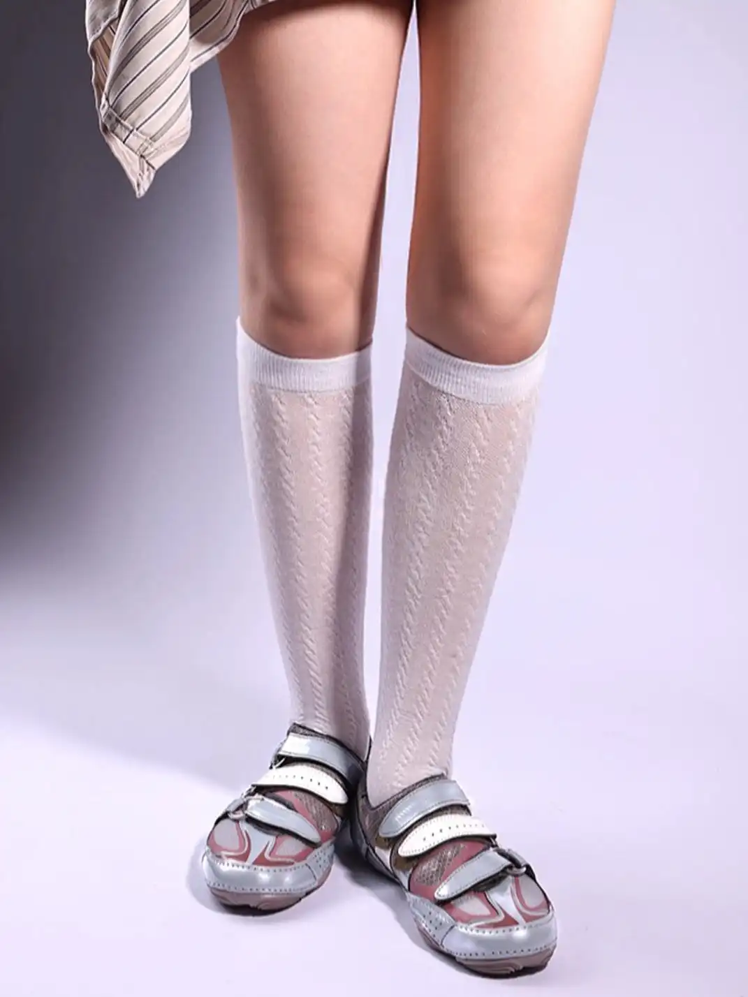 PIU astratto | Hollow Out Functional Flat Shoes-Gray