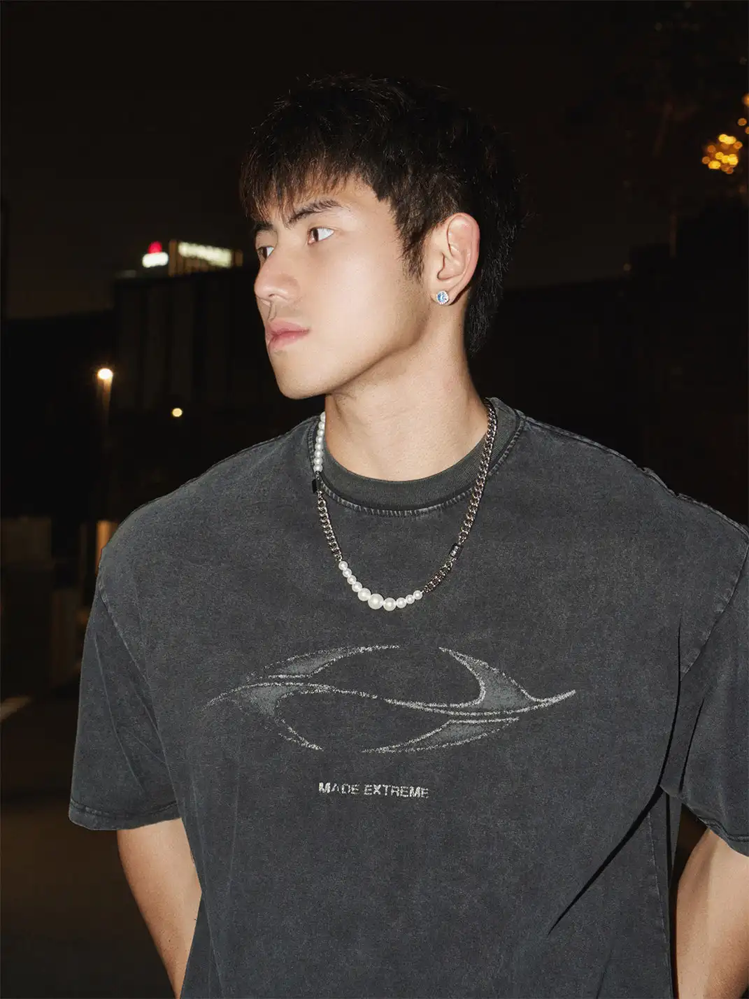 PAPASLILMONSTER | Minimalist Loose Printed Pure Cotton T-Shirt