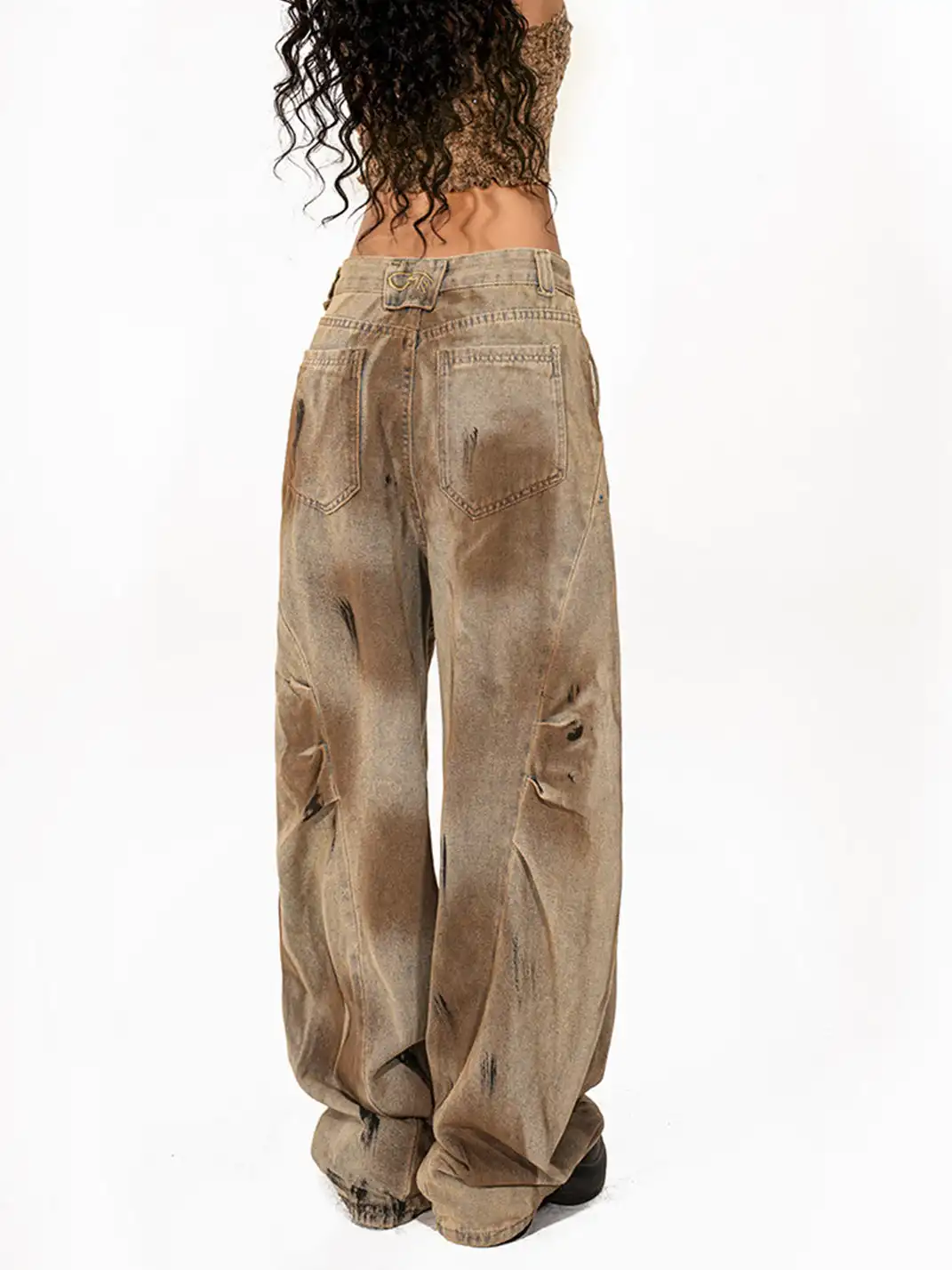 Arielink | Vintage Dirty Dyed Wide-Leg Jeans
