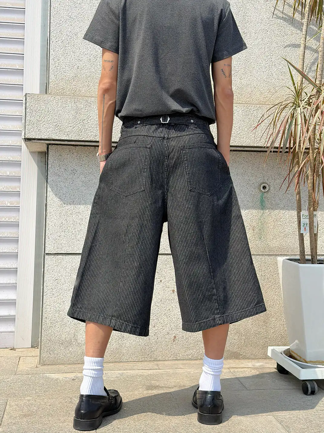 BurnBro | Five Buttons Striped Cropped Pants