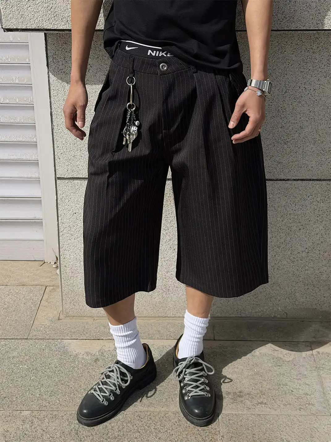 BurnBro | Striped Loose Casual Suit Pants