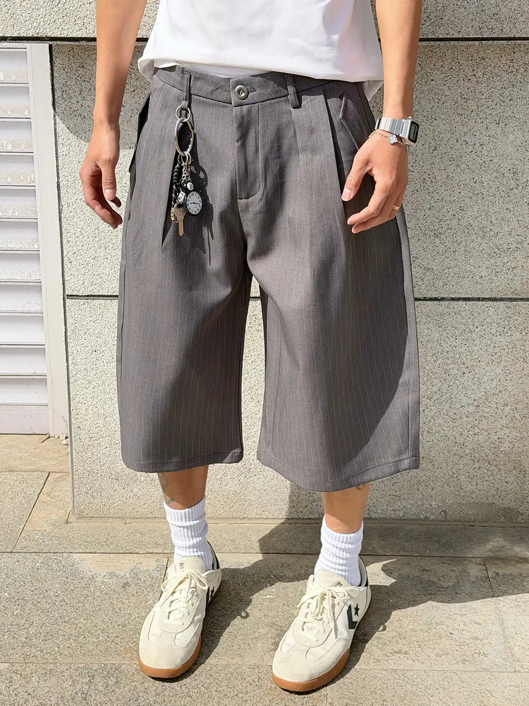 BurnBro | Striped Loose Casual Suit Pants
