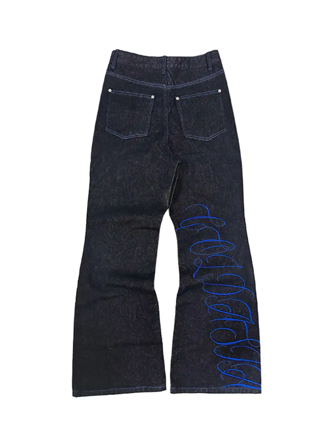ColdAsia | Script Embroidery Raw Denim Jeans