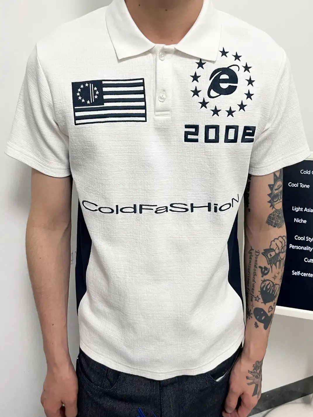 ColdAsia | Flag "200E" Embroidered Polo T-Shirt