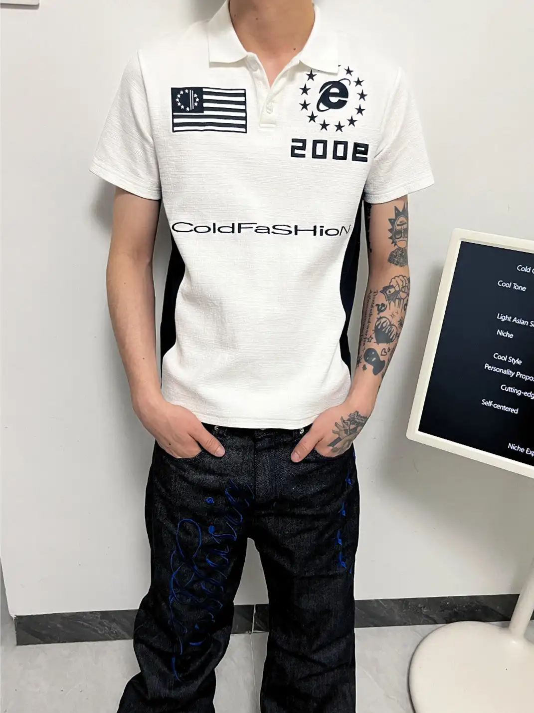 ColdAsia | Flag "200E" Embroidered Polo T-Shirt
