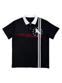 ColdAsia | Double Stripe "Star Warhorse" Embroidered Polo T-Shirt