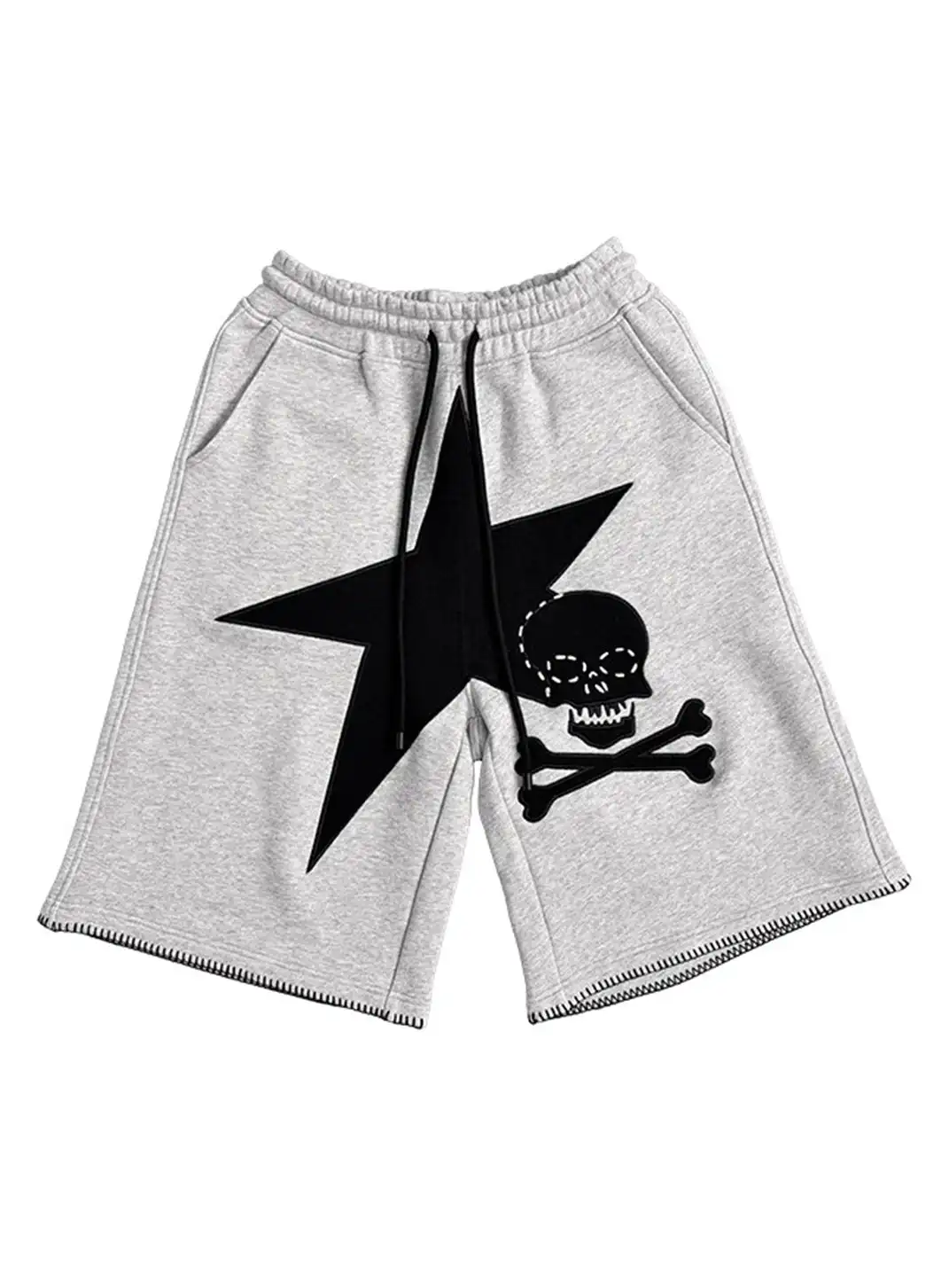 ColdAsia | "Star Skull" Patch Embroidered Capri Pants