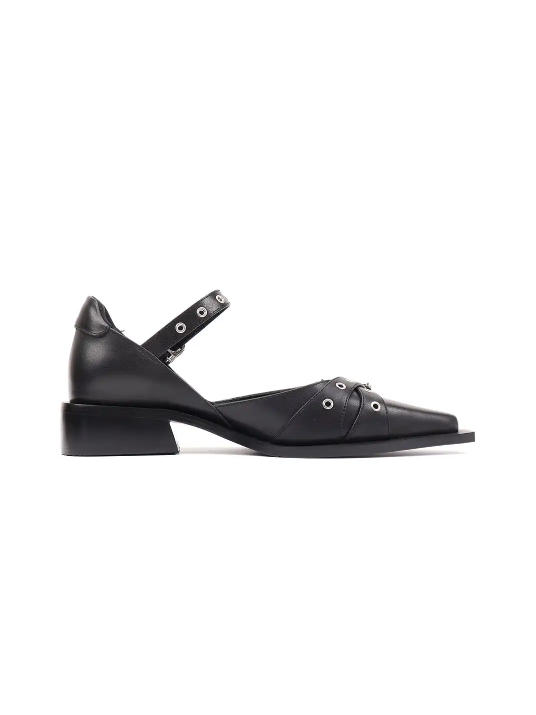 Asthershop | Pointed Toe Cross Strap Mary Jane Shoes