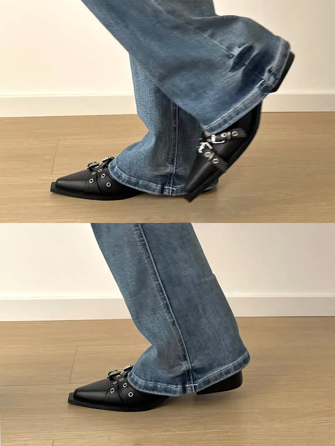 Asthershop | Pointed Toe Cross Strap Mary Jane Shoes