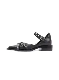 Asthershop | Pointed Toe Cross Strap Mary Jane Shoes