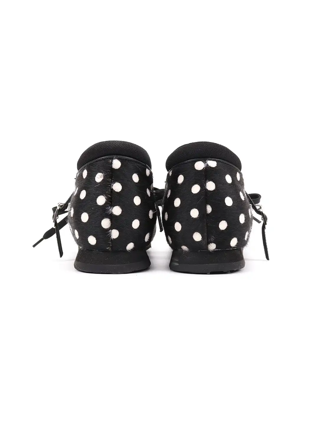 Asthershop | Polka Dot Horsehair Lace-Up Flat Shoes