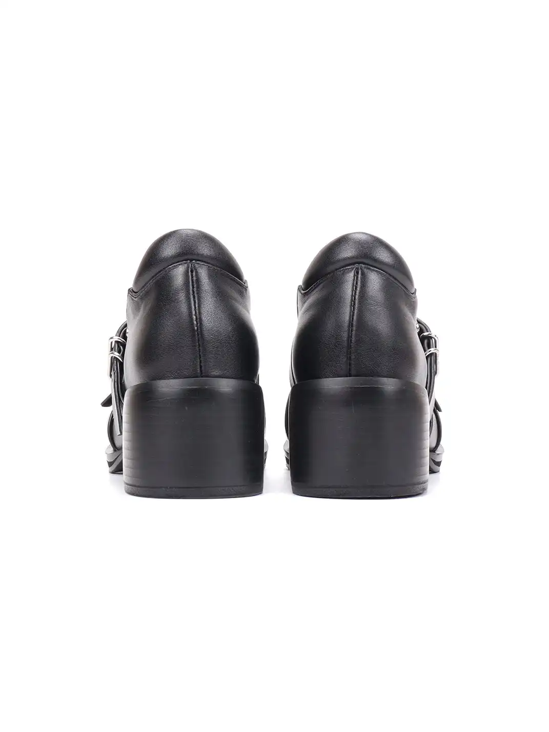 Asthershop | Shallow Mouth Round Toe Chunky Heel Mary Jane Shoes