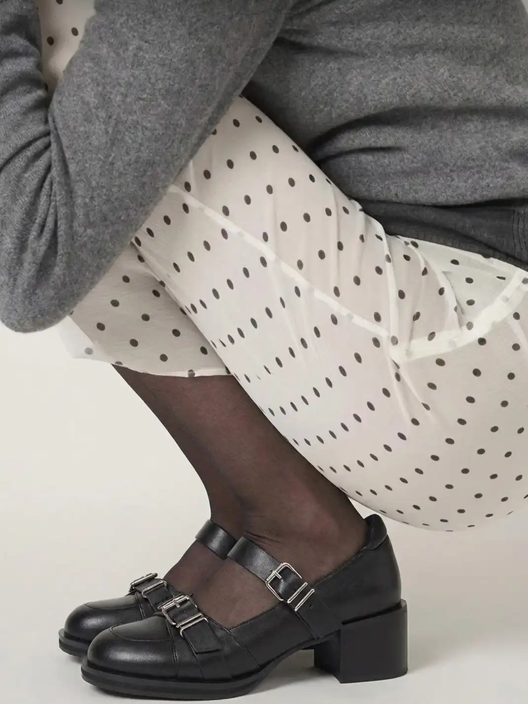 Asthershop | Shallow Mouth Round Toe Chunky Heel Mary Jane Shoes