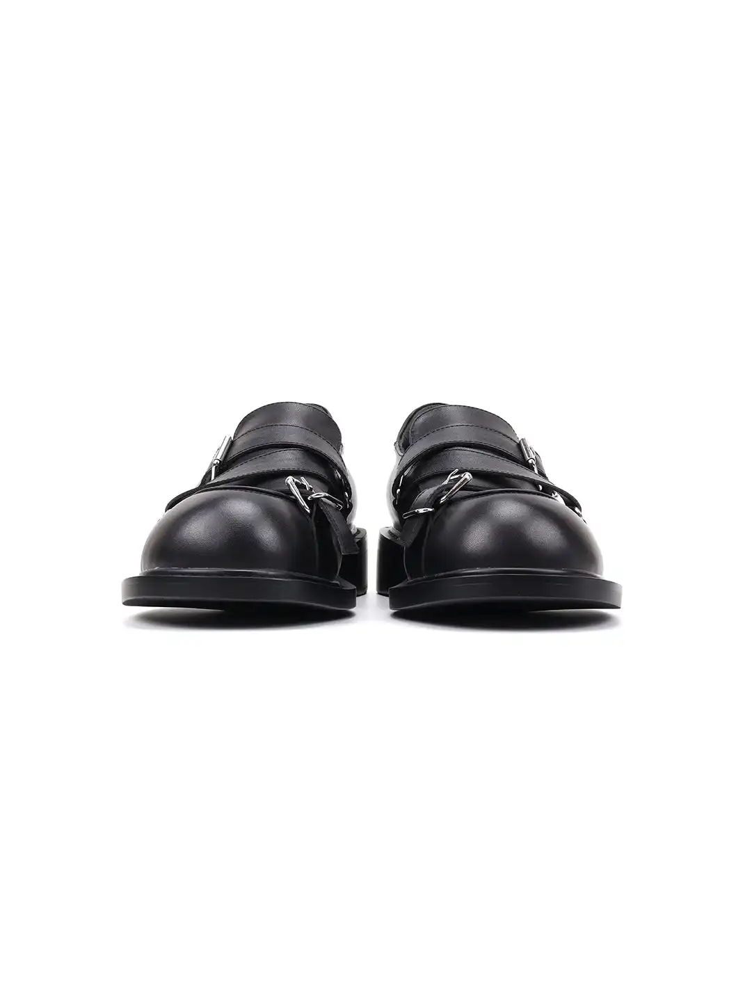 Asthershop | Cross Strap Buckle Chunky Heel Loafers