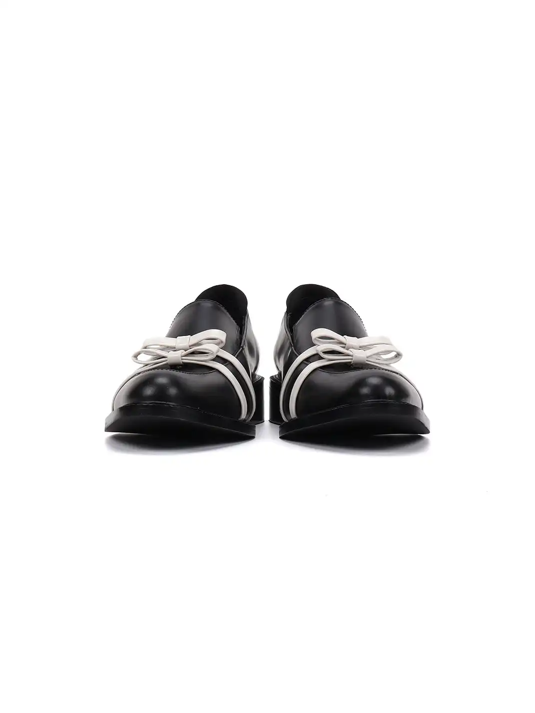 Asthershop | White Butterfly Chunky Heel Round Toe Loafers