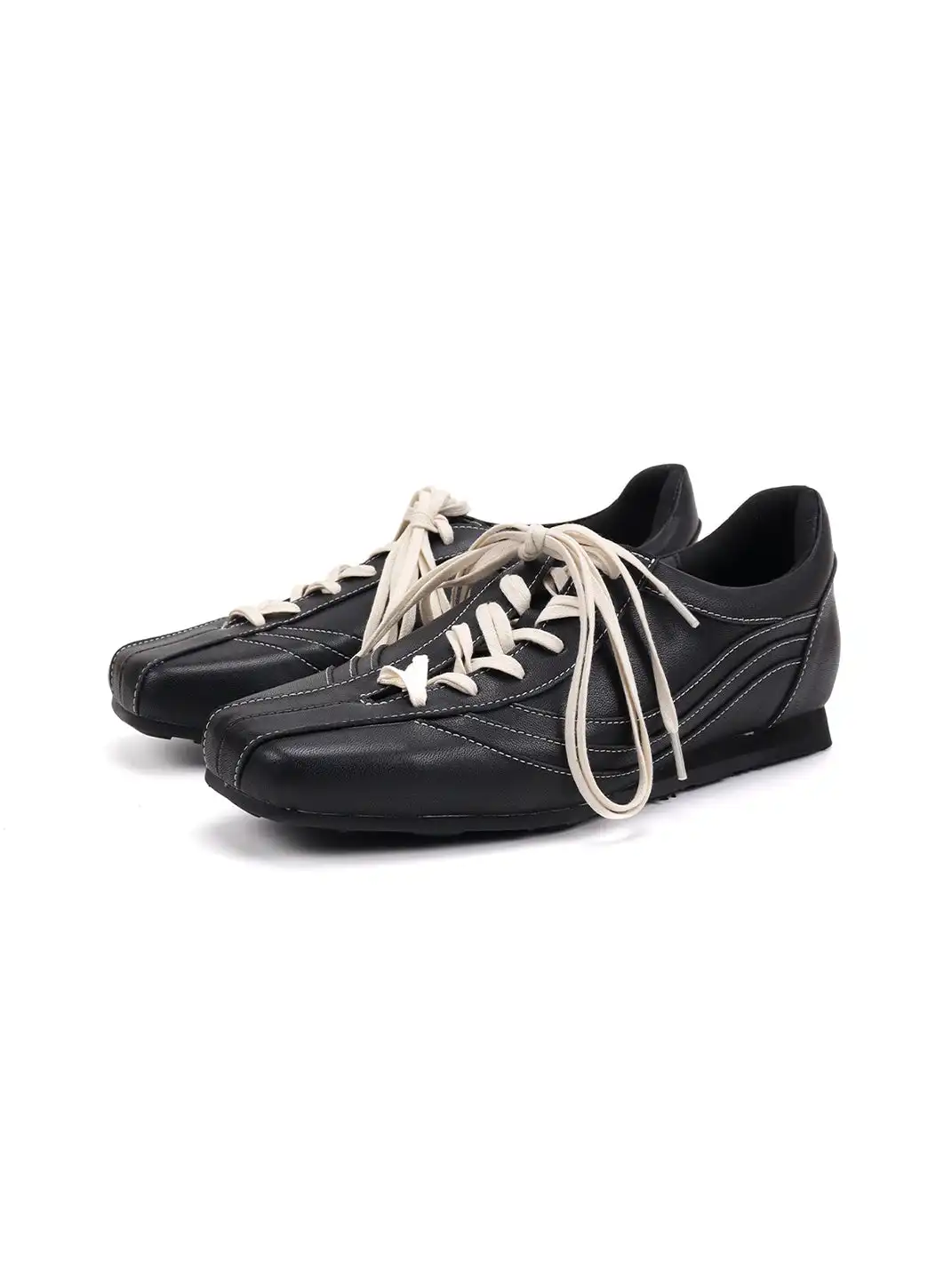 Asthershop | Square Toe Flat Genuine Leather German Trainers